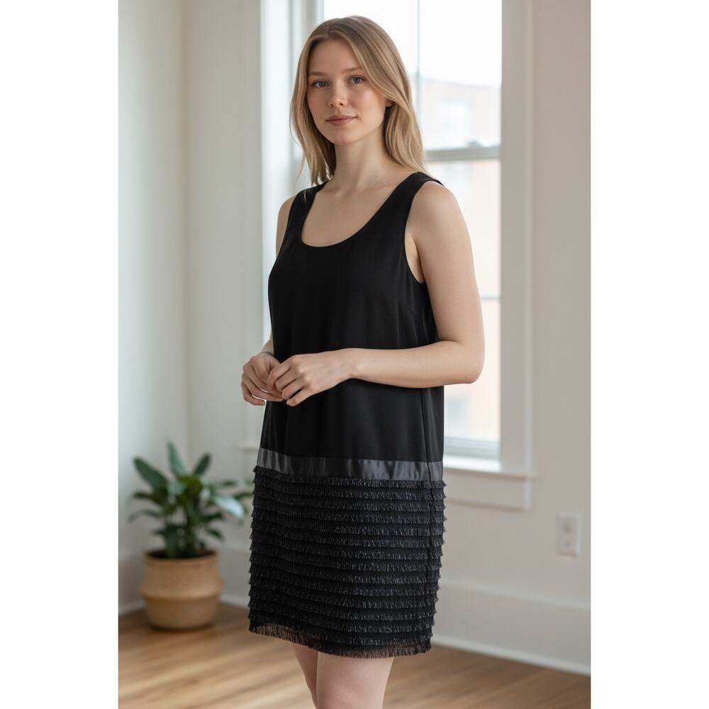 ERIN by Erin Fetherston Black Sleeveless Mini Dress with Tiered Skirt